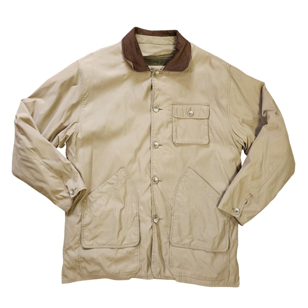 Free Country Mens Vintage Sherpa Lined Barn Jacket Size XL Tan Canvas Chore Coat - Picture 2 of 11